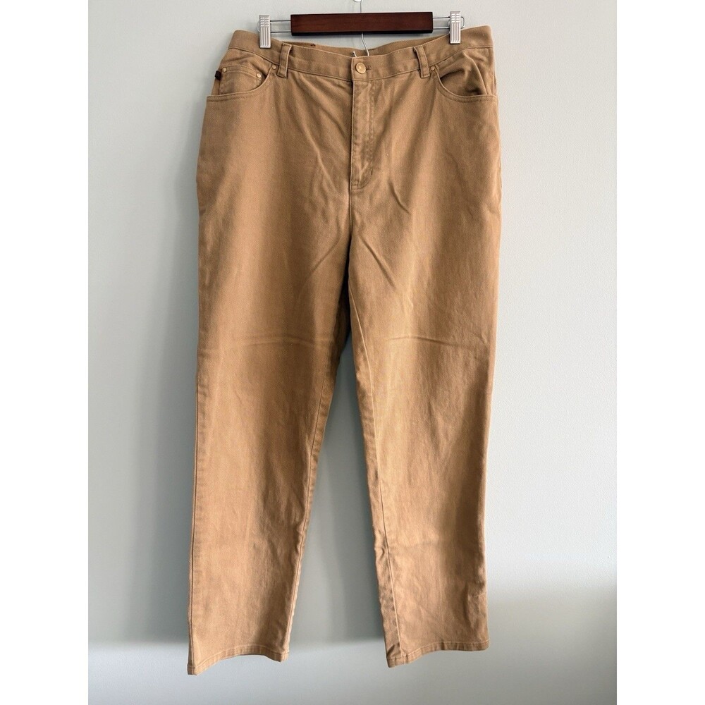 Lauren Jeans Co. Ralph Lauren Womens Size 14W Tan Straight Leg Jeans Stretch